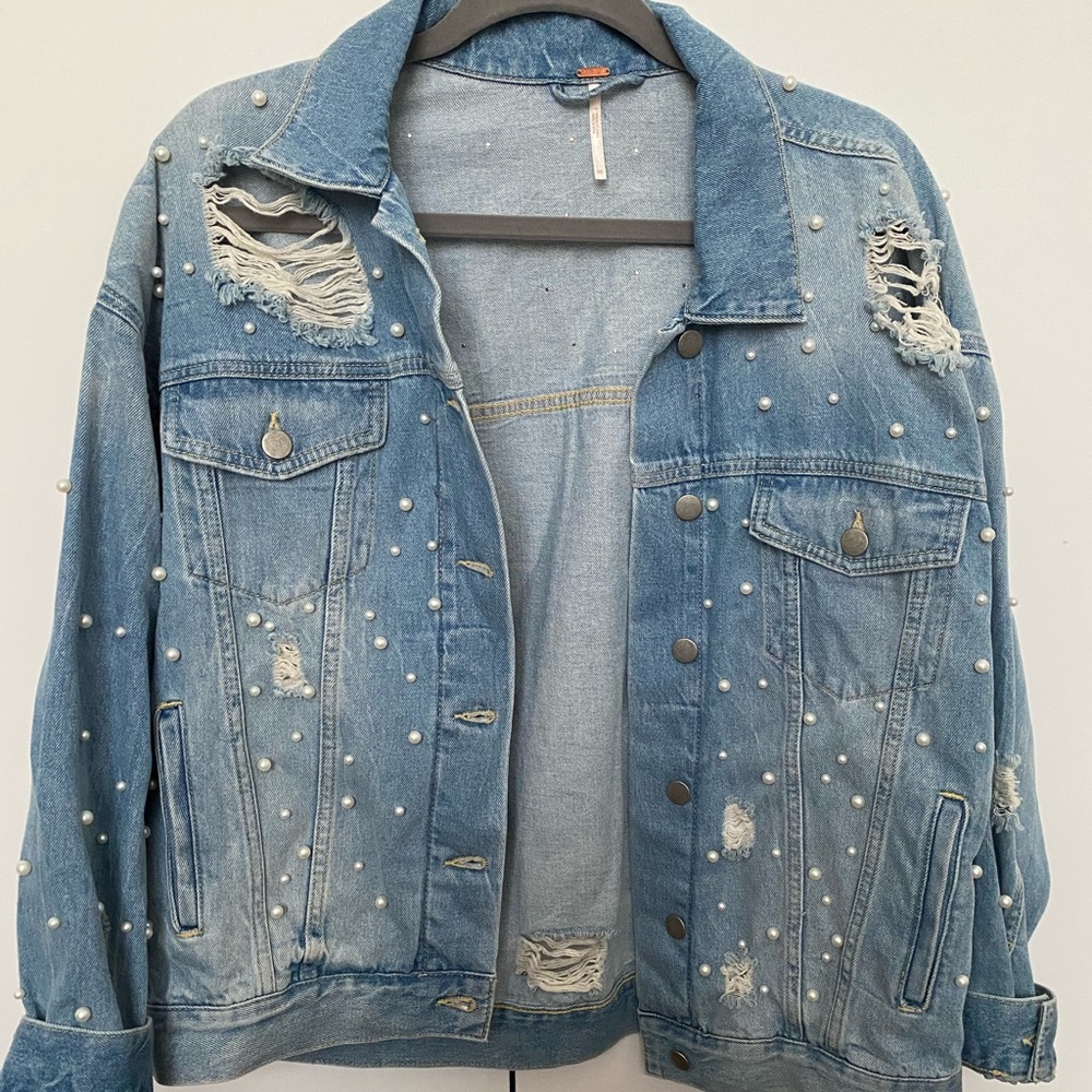 FREE PEOPLE NIGHT AFTER NIGHT-JEAN JACKET
